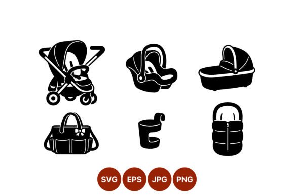 Baby Stroller Car Seat Diaper Bag Vector