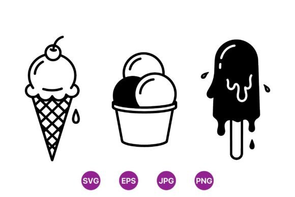 Black and White Ice Cream Icons Review