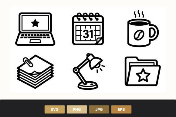 Black and White Office Icons Set Review