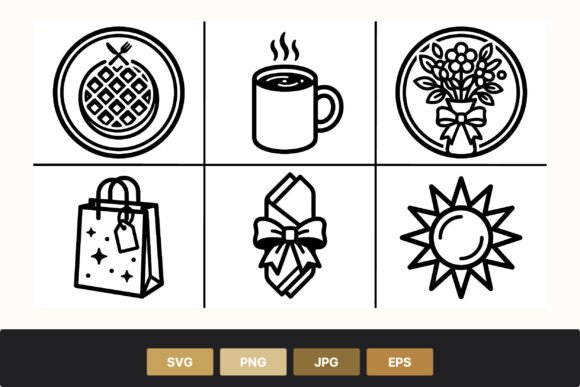 Black White Breakfast Icons Waffle Review