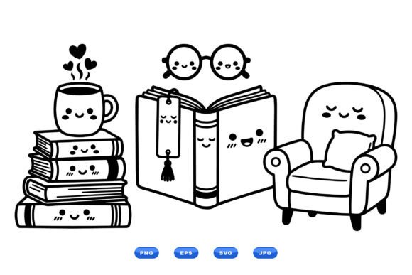 Cozy Book Kawaii Clipart Set Review