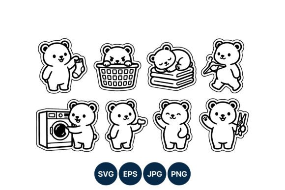 Cute Bear House Chores Vector Art Review