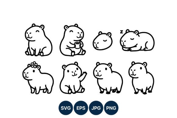Cute Capybara Black White Vector Review