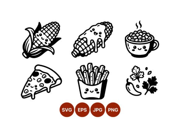Cute Happy Food Icons Vector Art Review