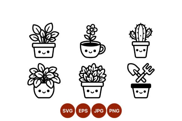 Cute Smiling Plant Pots Vector Review