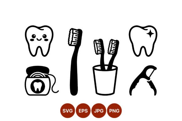 Dental Icons Black and White Vector Set Review
