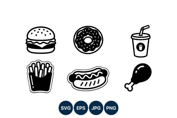 Fast Food Icons Black and White Vector Review
