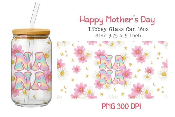 Happy Mother's Day 16oz Glass Can Wrap Embroidery Design Review