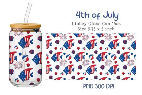 July 4th Angle Fish Glass Can Wrap Design Review