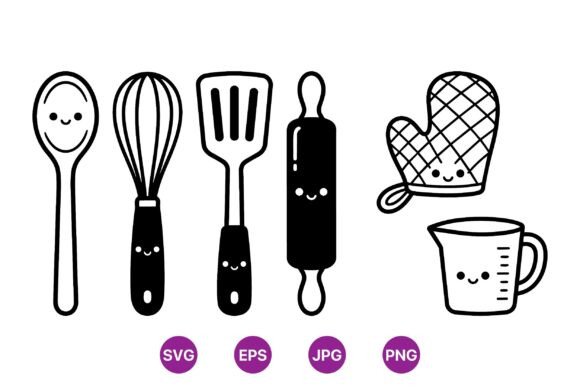 Kawaii Cute Kitchen Tools Clipart Review