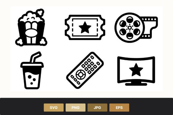 Movie Ticket Popcorn Film Icon Set Review