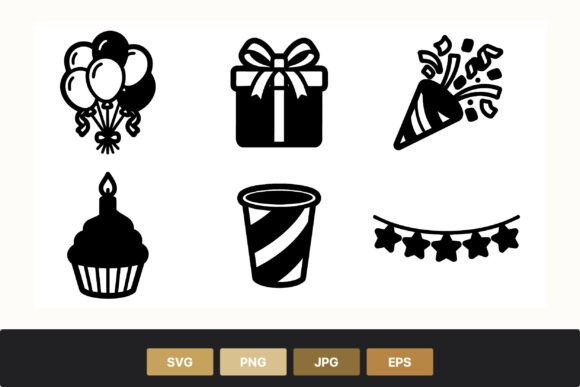 Party Icons Black White Vector Review