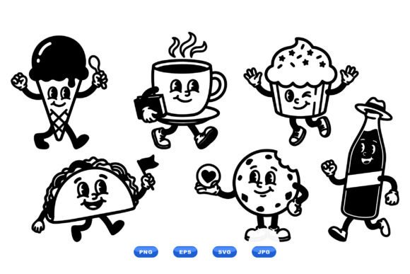 Retro Food Character Clipart Review for Embroidery Projects