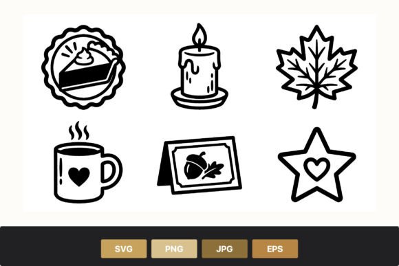 Thanksgiving Icon Set Black White Pie Review